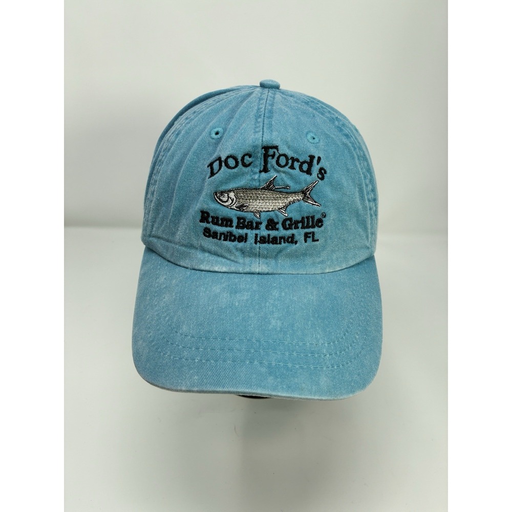 Adams Doc Ford's Rum Bar & Grille Sanibel Island FL Fishing Hat Blue Tarpon